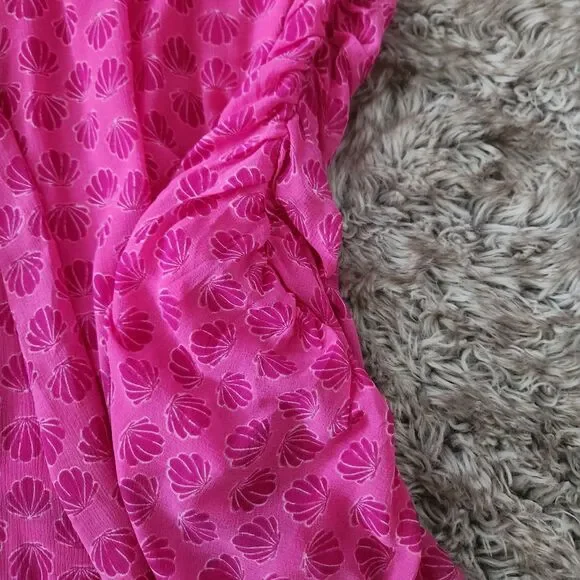 Free People Silver Honey Mini Wrap Dress Shell Print Berry Combo Pink Size Large - Picture 5 of 14